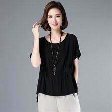 T恤圆领低领纯色宽松自然舒适2021年夏季，女装T恤，奕阳依阁