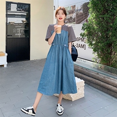 【现货】2023年夏季新款条纹拼色连衣裙82367-P110-K165，女装连衣裙，一九零