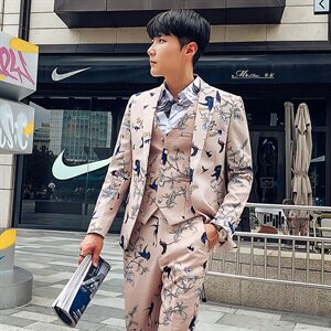 秋冬韩模款潮流个性夜店花西服套装男三件套小西装A470-TZ88图片