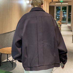 烟紫色夹克男cleanfit外套翻领纯色立体剪裁复古时髦潮Y161/P62图片