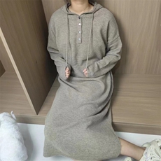 时尚宽松连帽大码长裙女装羊毛衫显瘦百搭舒适保暖毛衣裙，女装羊毛衫，泰沅羊绒