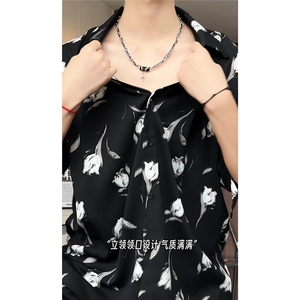 1短袖衬衫男+短裤潮流休闲套装男M-5XL大码TZ78712P50控98模特图图片