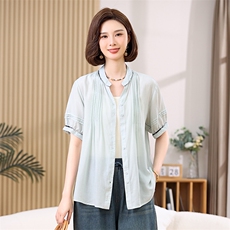 合集新款夏季短袖宽松休闲简约连帽翻领衬衫上衣T恤啦娜菲，女装衬衫，叶笙衣