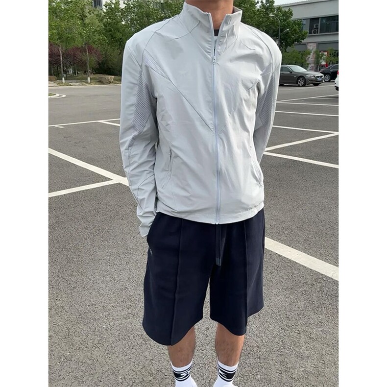 现货网图慎用连帽特批P55立领特批P50激光冲孔时尚防晒衣男J5257，男装防晒衣，电商A001-1