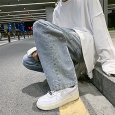 欧美街头hiphop嘻哈满印小熊大码宽松拖地牛仔裤男A071-2022-P50，男装牛仔裤，电商A071