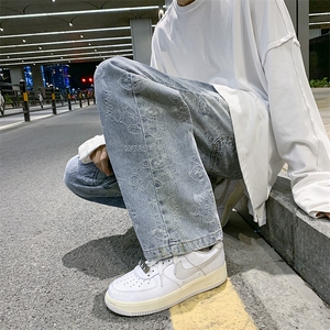 欧美街头hiphop嘻哈满印小熊大码宽松拖地牛仔裤男 A071-2022-P50图片