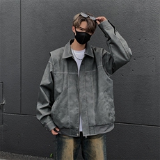港风高街痞帅男装外套美式短款潮牌工装皮衣夹克DSA157B-J232-P90，男装夹克，电商A157B