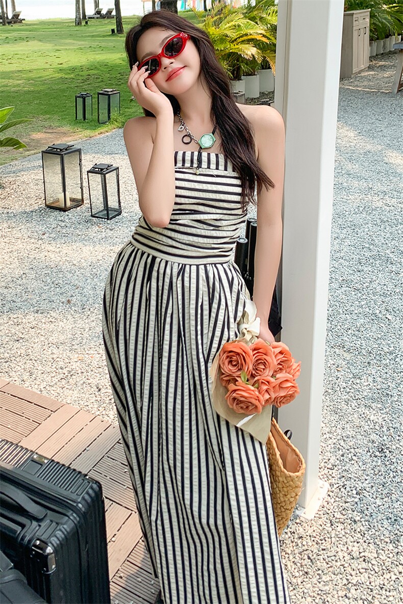 2024年夏季新款条纹吊带裙-款号9930-P115-K168,女装连衣裙,浙宝305