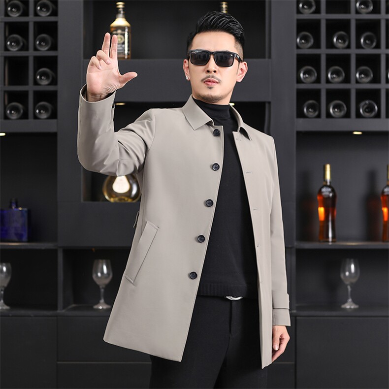 鹅绒内胆羽绒服风衣男士2023年新款冬季男装加厚保暖防寒外套,男装羽绒服,电商B212（原钱塘6029）