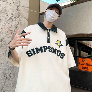 2025夏季美式刺绣拼接POLO衫大码 M~5XL XZ604-PL103-P55控68图片