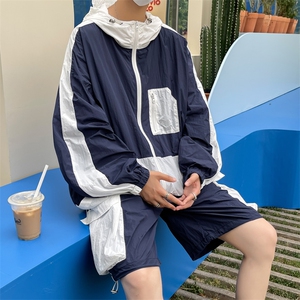 夏季夹克衫防晒服套装运动风撞色时尚防晒衣男XZ514-2-1610-P98
