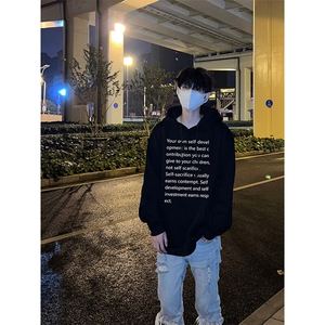 印花LOGO男女情侣潮牌连帽卫衣图片