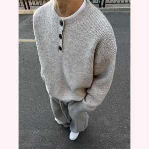 美式亨利领毛衣男款冬季慵懒风高级感针织衫cleanfit外套M5010图片
