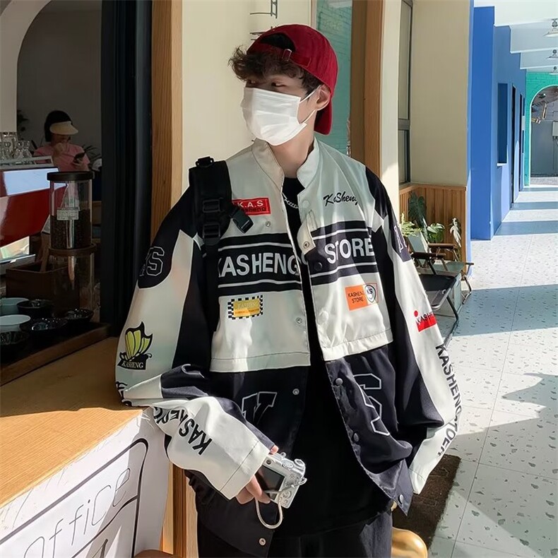 美式潮牌棒球服外套男女vintage机车可拆卸刺绣夹克J1749-p65,男装夹克,星座1008
