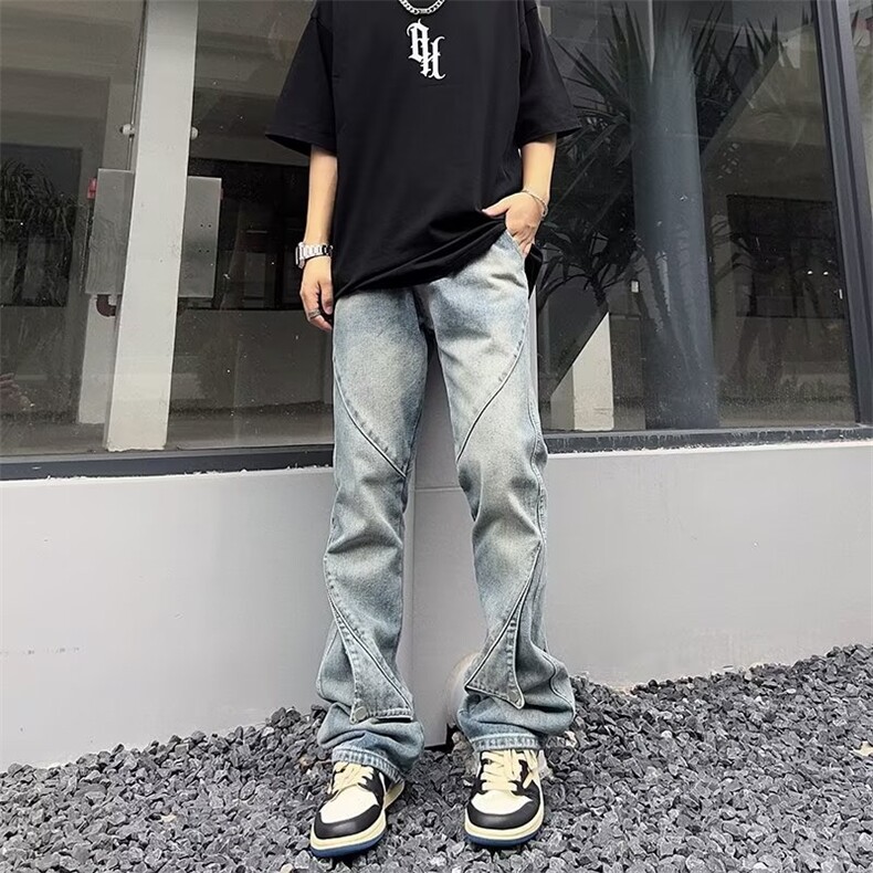 男长裤新款潮流春季中腰时尚潮青春流行水洗拉链牛仔裤N8837P55,男装牛仔裤,星座1116-2