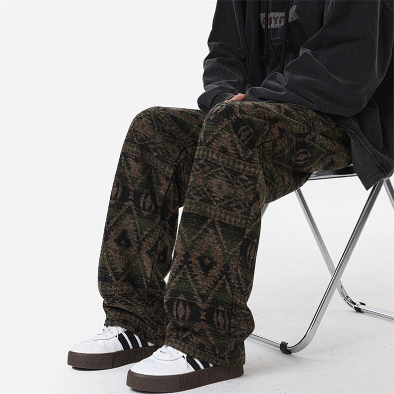 01秋冬民族风菱形格简约百搭直筒宽松休闲裤潮XZ211-1-K2445-P60，男装民族服装，星座211-1