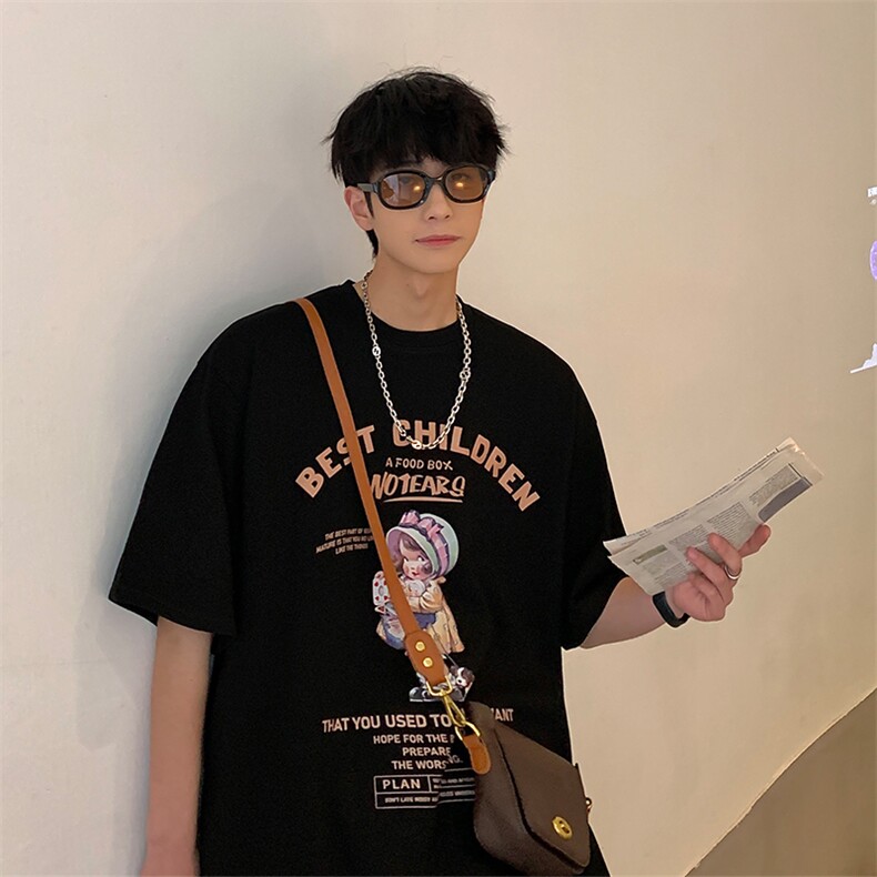 短袖男款情侣t恤女班服夏季潮牌百搭ins潮酷美式衣服T02211-P35,男装T恤,星座308B-1