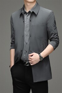 YY-A6629928男士2023年春季新款长袖外套休闲青年中长款风衣P198图片