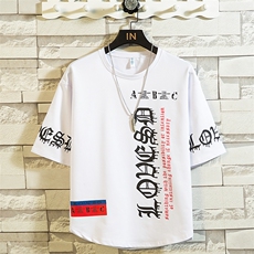 2024夏季新款男棉宽松休闲圆领ins潮印花T恤打底衫DT13P30，男装T恤，电商A086