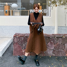 韩系收腰马甲半身裙两件套女秋冬2025新款气质显瘦氛围感爆款套装，女装套装/套裙，欧黛芙妮