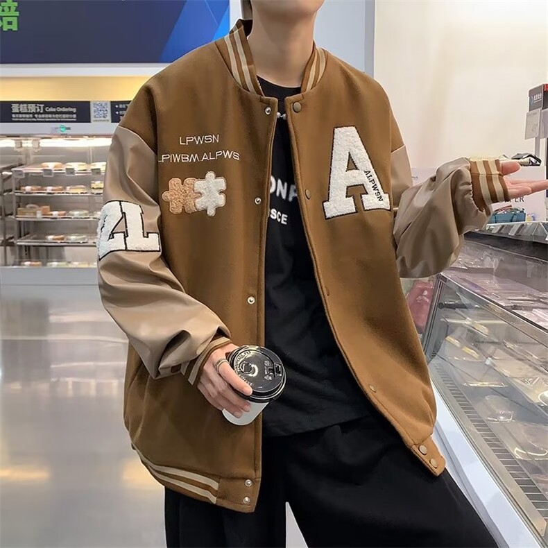 棒球服ins潮流高街情侣外套oversize潮复古夹克男W3454-P58,男装夹克,星座512-2