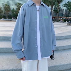910A-C08秋装新款反光条衬衫情侣休闲纯色百搭衬衣男，男装衬衫，星座910A