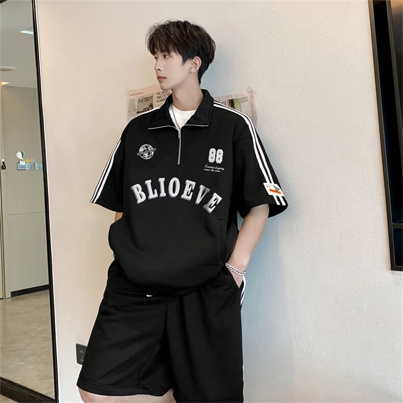 现货不缺货夏季男装休闲运动套装百搭撞色套装1209-1-TZ12-P65，男装休闲套装，星座1209-1