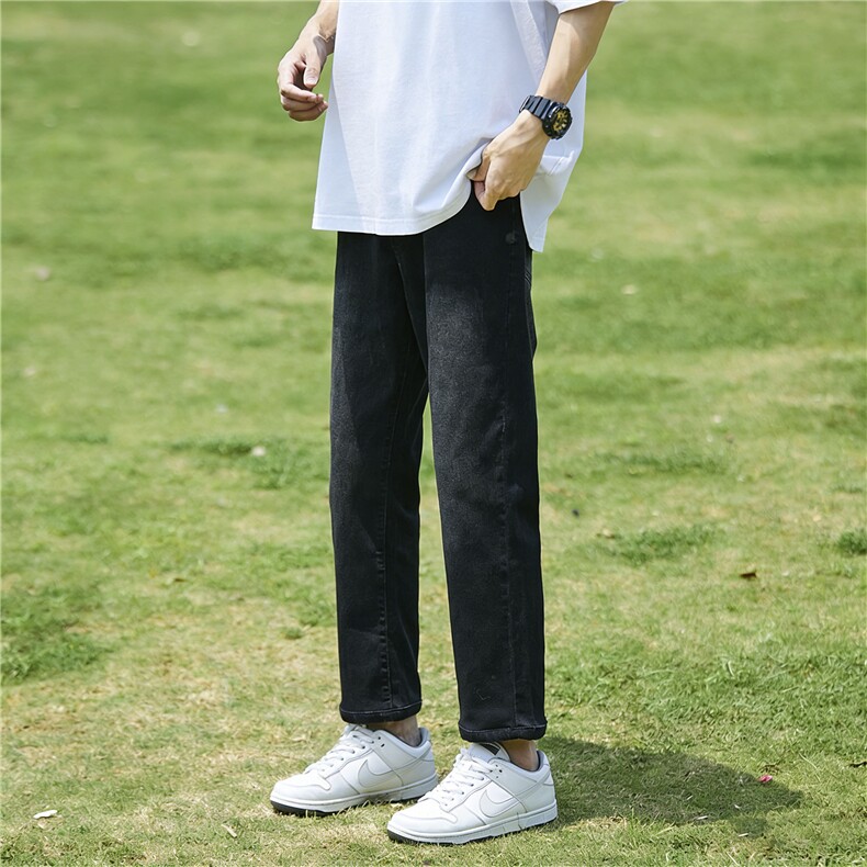 九分直筒牛仔裤男春秋美式高街复古宽松窄版潮牌裤子YZ87九分-P50图片