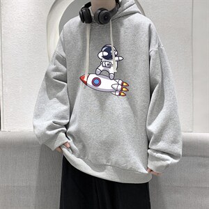WY2158-P35 纯棉连帽卫衣男大码运动帽衫宽松薄外套男图片