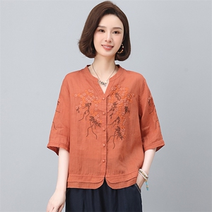 纯苎麻女夏季2025新款轻奢高级感洋气减龄妈妈夏装休闲图片