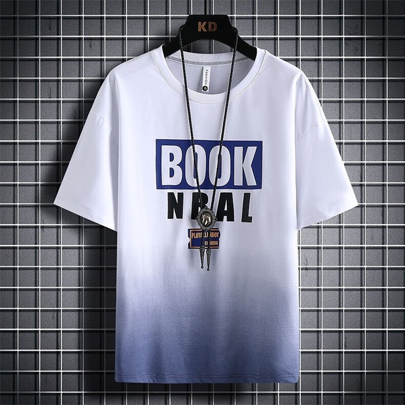 83326-P38短袖t恤男夏季潮牌渐变五分半袖大童宽松衣服青少年体恤,男装T恤,电商D310B