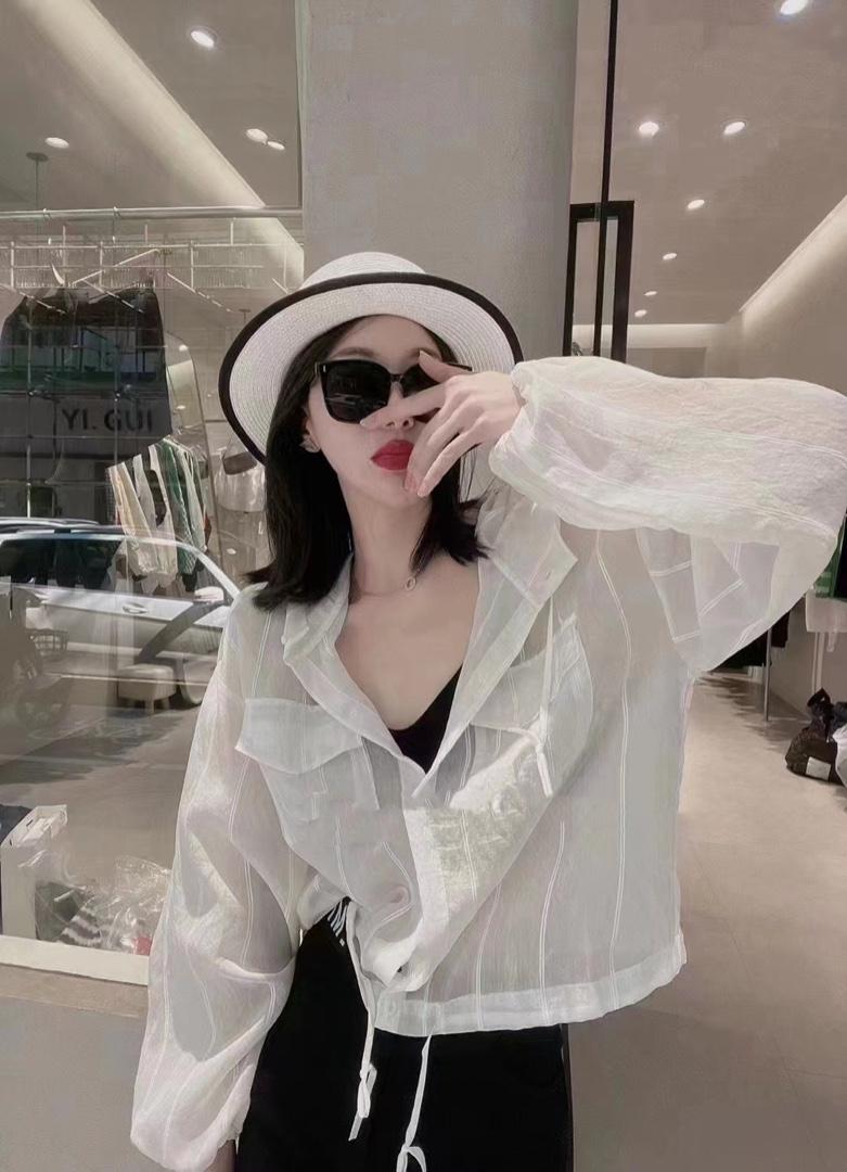 夏季新款洋气韩版时尚条纹连帽防晒衣,女装其它,L·H·X