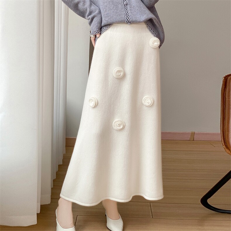 2025百搭时尚六朵大花朵裙子，女装半身裙，江南羊绒