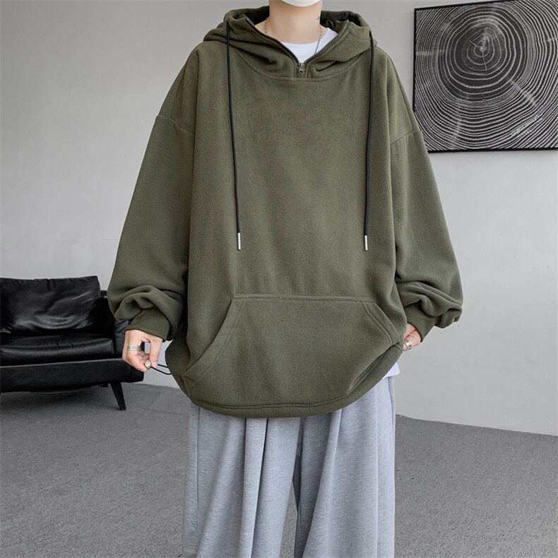 8XL-M大码摇粒绒卫衣套头连帽半拉链宽松美式复古外套WY9103/P68,女装短外套,电商B238