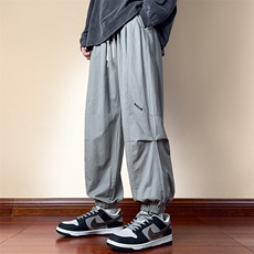 纯棉水洗梭织裤全包边新款阔腿束脚休闲裤男K23140-P50控78，男装休闲裤，星座717