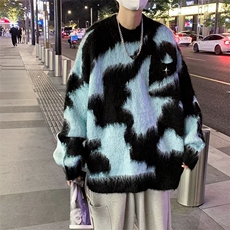 设计感小众慵懒风毛衣男女圆领套头马海毛针织衫上衣秋冬M945-P58，男装针织衫/毛衣，星座1008-2