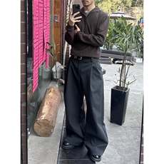 网图罗马格奢品正肩长袖Polo衫男老钱风打底t恤猫眼宝石扣特P48，男装Polo衫，电商C306-1