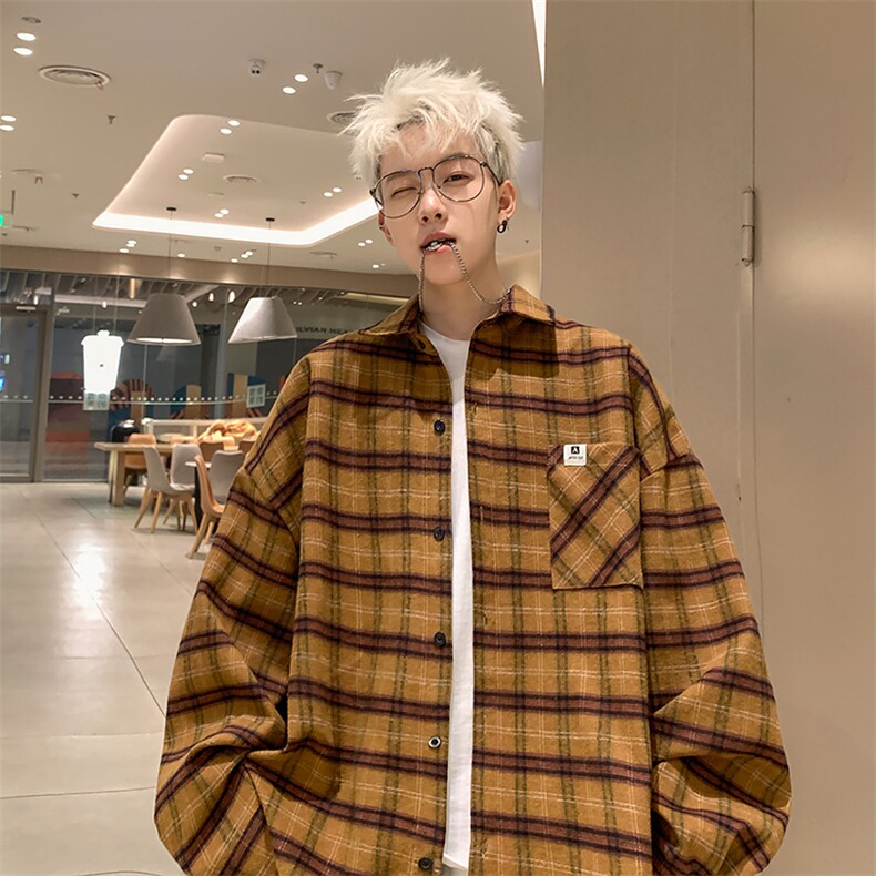 B225-仔仔图-C6099--P55-X69----格子夹标口袋衬衫--全棉,男装衬衫,电商B225