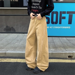8XL-M 工装裤男秋季日系男直筒宽松阔腿休闲弯刀裤子男K9177P65图片