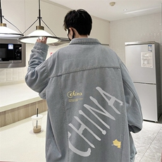 牛仔夹克男大码牛仔外套男茄克NJ77208-P60加绒款-P75，男装夹克，电商A040