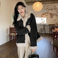 A218-P120加厚夹棉毛绒牛仔棉服外套秋冬法式高级感上衣，男装棉衣，星座911