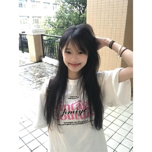 H0704-P30休闲宽松夏季短袖印花t恤女