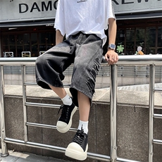 港风夏款男短裤牛仔裤破洞流苏七分中裤D3013P50，男装牛仔裤，星座1013-1