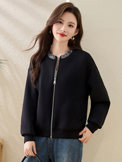休闲珠片绣黑色外套女春季欧洲站大码上衣2025年新款时尚女装，女装短外套，美沁