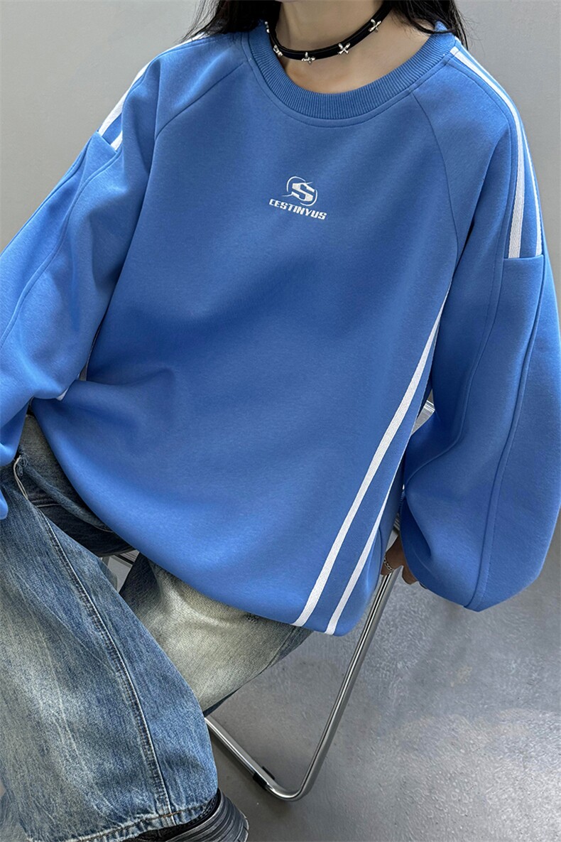 秋装新品美式三条杆织带重磅情侣卫衣外套上衣男女G1090P48,女装短外套,电商A339