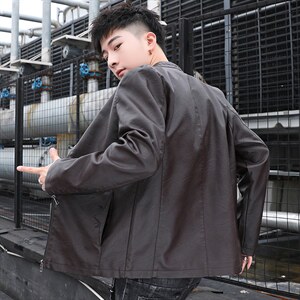 春秋韩版潮流帅气修身PU皮衣男短款青年皮夹克机车服外套813-P55图片