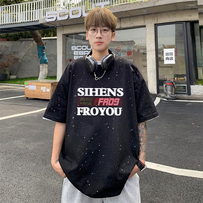 量大优供抖音视频支持得物配合二开美式满天星亮片短袖T恤MTX307,男装T恤,电商A486