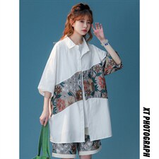 1绣花拼接成分：聚酯纤维M-5XL大码短袖衬衫男DCS7743P42控68，男装T恤，星座226-2