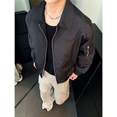 春秋季新款美式复古翻领夹克男宽松休闲百搭情侣外套上衣，男装夹克，电商C307