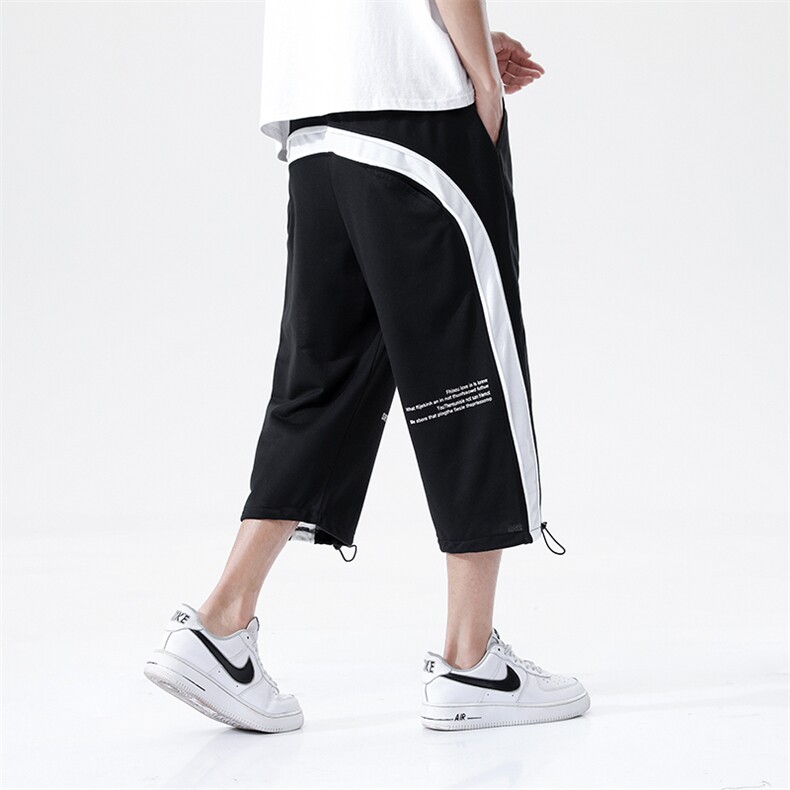 7XL~M2023夏季新款港风中性风休闲七分裤男女款学生中裤控价68,男装休闲裤,钱塘717(原712)